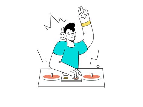 DJ illustration by zara magumyan Dj Set Illustration, Dj Illustration Character Design, Dj Illustration, Dj Party, Man Illustration, Corporate Party, Cover Art Design, Samurai Art, Flat Illustration