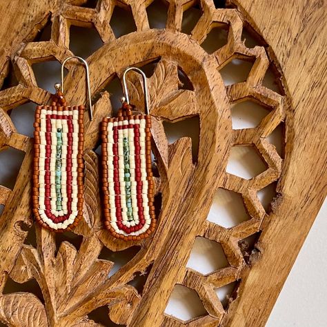 Handwoven Beaded Earrings Red Bead Earrings, Handwoven Earrings, Beaded Earrings Native, Southwest Design, Deco Earrings, Southwest Art, Art Deco Earrings, Seed Bead Earrings, Red Bead