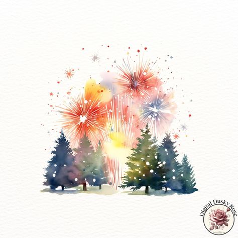 Watercolor Colorful Fireworks Clipart: City and Nature Scene for Joyful Celebrations and Festive Moments https://digitalduskyrose.etsy.com/listing/1806628481 Capture the magic of celebration with our Watercolor Colorful Fireworks Clipart! This vibrant collection features beautiful fireworks bursting over cityscapes and nature scenes, perfect for creating festive invitations, scrapbooking layouts, party decor, and other joyful moments. Whether you're designing for New Year's Eve, 4th of July,... Watercolour Fireworks, Firework Watercolor, Fireworks Watercolor, Watercolor Fireworks, Fireworks Clipart, City And Nature, Beautiful Fireworks, New Year Card Design, Colorful Fireworks