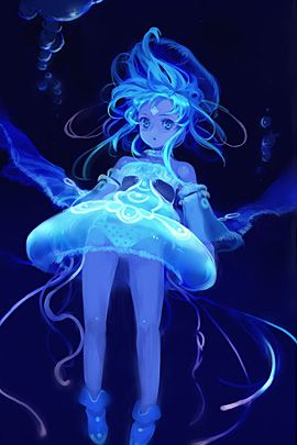 jelly girl Drawing Mermaid, Poses Anime, Jellyfish Art, Blue Anime, Arte Fantasy, I Love Anime, 영감을 주는 캐릭터, Awesome Anime, Anime Kawaii