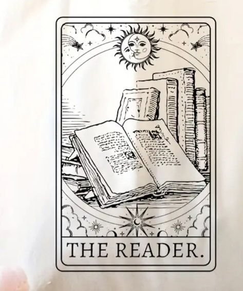 Tolino, Vintage Book Tattoo Ideas, Moon And Book Tattoo, Fantasy Reader Tattoo Ideas, A Reader Lives A Thousand Lives Tattoo, Book Tarot Card Tattoo, Old School Book Tattoo, Book Reading Tattoo, Book Worm Tattoo Ideas