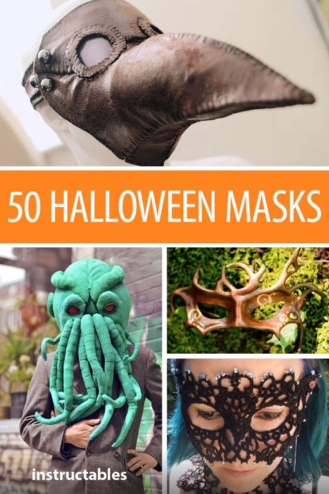 Check out these 50 great mask tutorials for new ideas on how to disguise, transform, or re-create your identity this Halloween! #costume #cosplay #holiday #monster #tatting #papermache #masquerade #creepy #classy Diy Masks Halloween, Diy Mask Costume How To Make, Cosplay Masks Diy, How To Make Halloween Mask, Halloween Mask Making, How To Make Cosplay Mask, Diy Costume Mask, Masked Costume Ideas, Witch Mask Diy