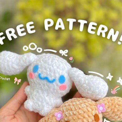 Cute Crochet Cinnamoroll, Cinnamoroll Crochet Pattern Free, Low Sew Crochet Amigurumi Free Pattern, Crochet Cinnamoroll Free Pattern, Sanrio Crochet Pattern, Cinnamoroll Crochet Pattern, Sanrio Crochet Free Pattern, Cinnamoroll And Mocha, Crochet Cinnamoroll