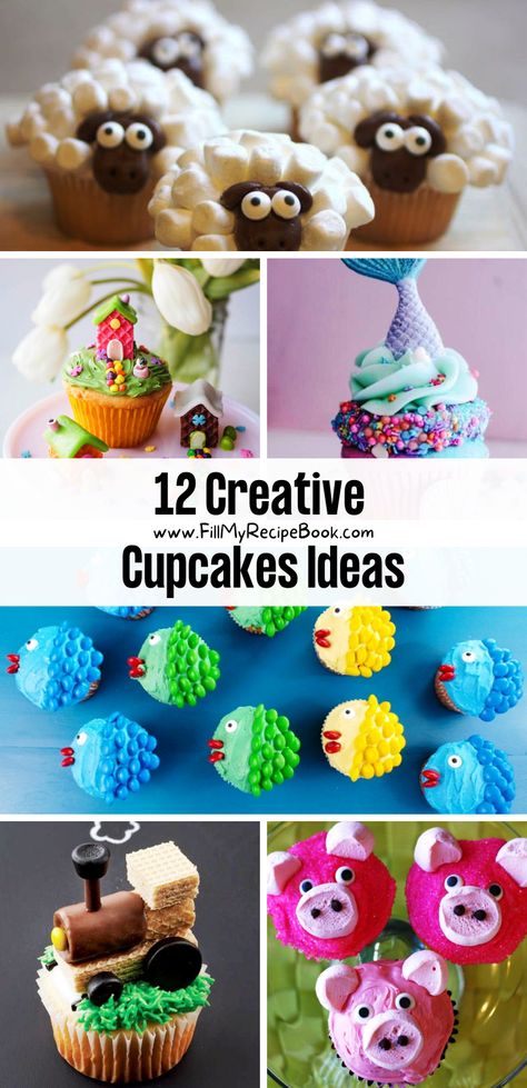 12 Creative Cupcakes Ideas - Fill My Recipe Book Mermaid Cupcakes Ideas, Creative Cupcakes Ideas, Raspberry Lemonade Cupcakes, Ensaymada Recipe, Recipes For Children, Novelty Cupcakes, Childrens Cupcakes, Kids Birthday Cupcakes, Easy Cupcakes Decoration