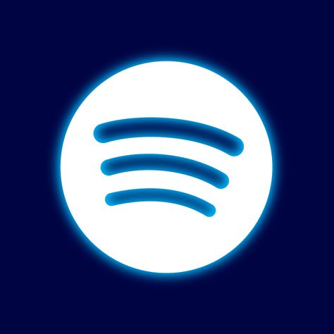 spotify icon in blue neon color Neon Blue App Icons Aesthetic, Dark Blue Spotify Icon, Neon Blue Icons, Spotify Logo Aesthetic, Blue Music Icon, Blue Tiktok Icon, Blue Instagram Icon, Blue Spotify Icon, Spotify Icon Aesthetic