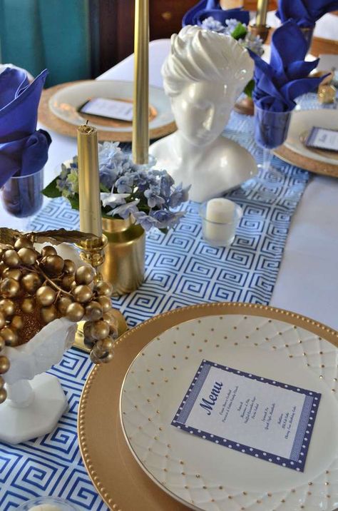 Greek Party Decorations, Greek Wedding Theme, Greek Party Theme, Greece Party, My Big Fat Greek Wedding, Greek Theme, Greek Party, Goddess Party, Greek Dinners