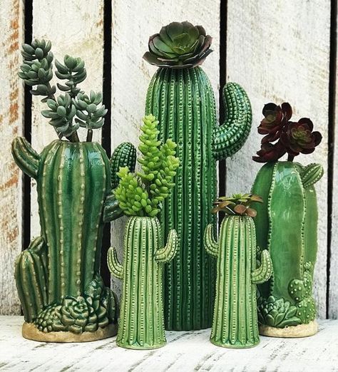 ceramic cacti Cactus Ceramic, Gardens Of Babylon, Cactus Planta, نباتات منزلية, Cactus Diy, Cactus Decor, Cactus Art, Deco Floral, Cactus Garden