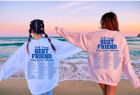 Matching Best Friend Sweatshirt As every order is made with love just for you, please allow 3-7 days processing time before shipment Size UP for an oversized look! Please make sure to check out the sizing chart before ordering to ensure the perfect fit. As every sweatshirt is made to order, we do not accept returns. If you have any questions including personalization inquiries, please feel free to reach out. We are always happy to help! ♥ THANK YOU FOR SHOPPING SMALL! ♥ Matching Outfits Best Friend Shein, Best Friend Hoodies For 2, Matching Best Friend Hoodies, Bestie Sweatshirts, Bestie Hoodies, Cute Oversized Shirts, Friend Hoodies, Bff Sweatshirts, Bff Hoodies