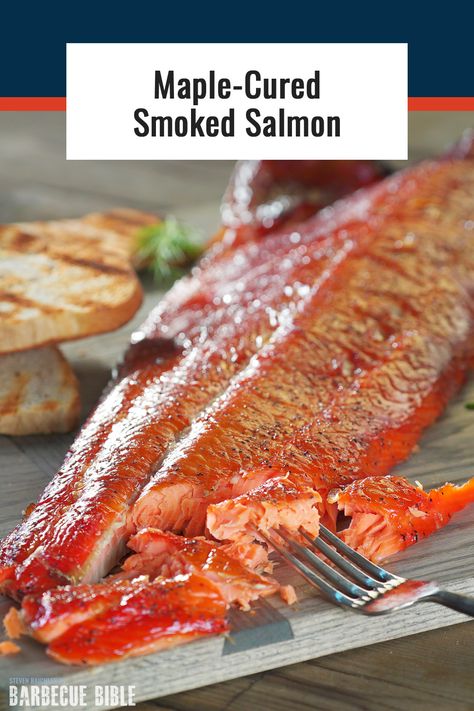 Maple-Cured Smoked Salmon Recipe - Smoked salmon gets a New England twist with maple syrup. Maple syrup has an incredible aromatic flavor that pairs well with the richness of the salmon. Candied Salmon Recipe, Traeger Smoked Salmon, Smoked Salmon Brine, Smoked Fish Recipe, Maple Syrup Salmon, Smoked Salmon Recipe, Trout Recipes, Smoked Salmon Recipes, Brine Recipe