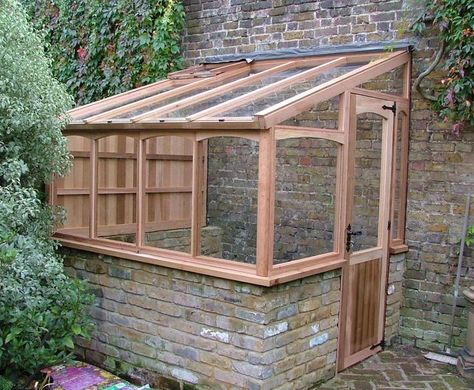 green house attached to the side of the house. Helpful to have a stone or brick wall come up 3 feet or so to keep out critters Serre Diy, Lean To Greenhouse, Greenhouse Shed, Lean To, Home Greenhouse, Backyard Greenhouse, Small Greenhouse, Building A Chicken Coop, Greenhouse Plans