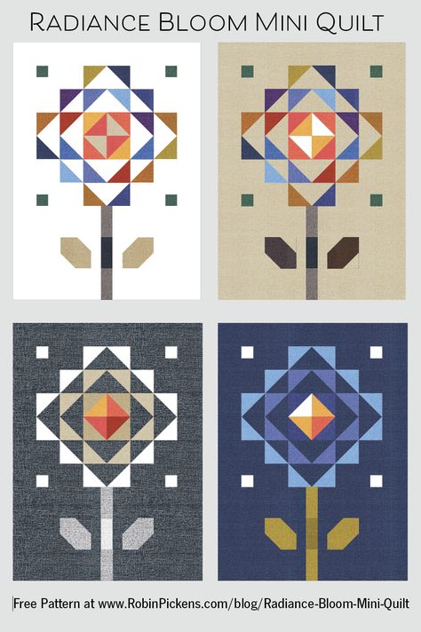 Flower Quilt Patterns, Mini Quilt Patterns, Barn Quilt Designs, Quilt Block Patterns Free, Flower Quilts, Sampler Quilts, Scrap Quilt Patterns, Miniature Quilts, Flower Quilt