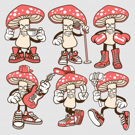 Mushroom Cartoon Character, Mushroom Cartoon Drawing, Mushroom Cartoon, Mushroom Character, Mushroom People, Cartoon Mushroom, College Projects, Graffiti Writing, Cartoon Monsters