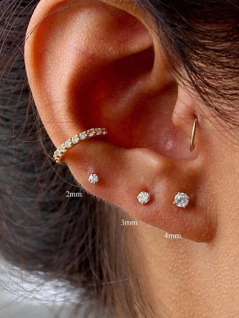 Cartilage Earrings, Helix Piercing Jewelry, Piercings Unique, Helix Earrings, Helix Piercing, Cz Stud Earrings, Affordable Jewelry, Delicate Earrings, Ear Jewelry