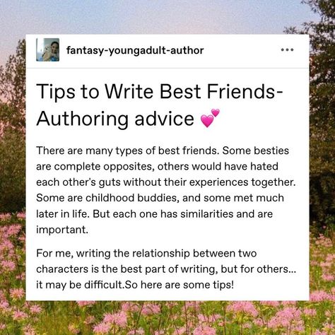 Sweet Writing 🍯’s Instagram photo: “Do you have a pair of best friends in your WIP? I do, though I feel like they spend most of the story feuding lol. • #writingprompts…” Friend Prompts, How To Write Best Friends, Best Friends Prompts, Best Friends Writing Prompts, Friend Writing Prompts, Best Friend Prompts, Writing Best Friends, Writing Prompts Friendship, Writing Prompts Friends To Lovers