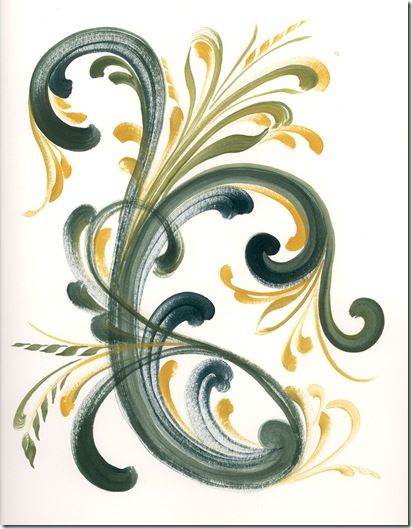 green-scroll- Cecile Riehl Rosemaling Embroidery Pattern, Norwegian Rosemaling Pattern, Hallingdal Rosemaling, Os Rosemaling, Rosemaling Pattern, Valdres Rosemaling, Get Published, Norwegian Rosemaling, Rome Antique