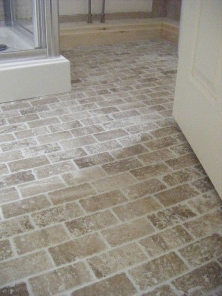 Balayage, Cobblestone Tile Floor, Cobblestone Interior Floor, Cobblestone Bathroom Floor, Mud Room Laundry Room Combo, Brick Bathroom, Cobblestone Pavers, New England Cottage, Interior Design Basics