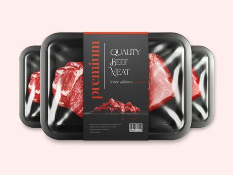 Beef Meat Packaging Design | Packaging | Label Design by Mahdy Hasan Hridoy on Dribbble Meat Packaging Design Branding, Food Box Packaging Design Creative, Meat Packing Design, Meat Label Design, Bbq Packaging Design, Meat Package Design, Beef Packaging Design, Meat Packaging Design, Steak Package