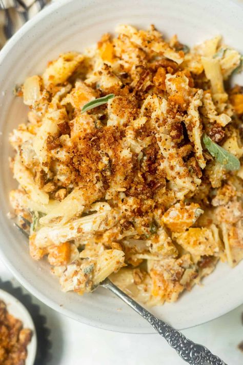 Butternut Squash and Goat Cheese Pasta - Hummusapien Butternut Squash And Goat Cheese, Squash And Goat Cheese, Pasta With Goat Cheese, Squash Goat Cheese, Fall Pasta Dishes, Cheese Pasta Recipes, Goat Cheese Pasta, Butternut Squash Pasta, Squash Pasta