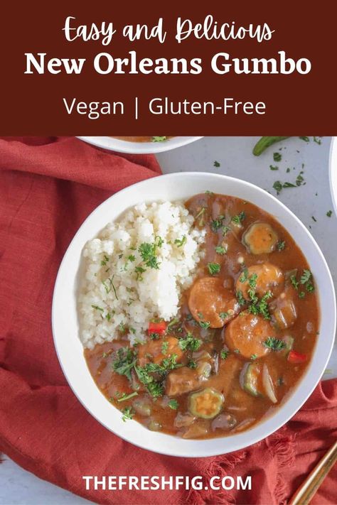 Vegan Gumbo, Vegetarian Gumbo, New Orleans Style, Gumbo Recipe, Best Soup Recipes, Vegan Soups, Best Comfort Food, Fresh Figs, Best Vegan Recipes