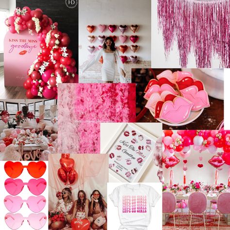 Cupid Themed Bachelorette, Xoxo Bridal Shower Theme, Love Is Sweet Bachelorette Party, Pink And Red Hens Theme, Cupid Theme Bachelorette Party, Pink Red Bachelorette, Xoxo Bachelorette Party, Pink And Red Party Aesthetic, Heart Themed Bachelorette Party