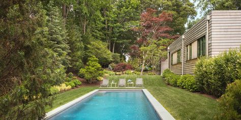 Red Mulch, Traditional Wife, Hornbeam Hedge, Hamptons Cottage, Los Angeles Interior Design, Midcentury Style, Pool Landscape Design, The Wall Street Journal, Up House