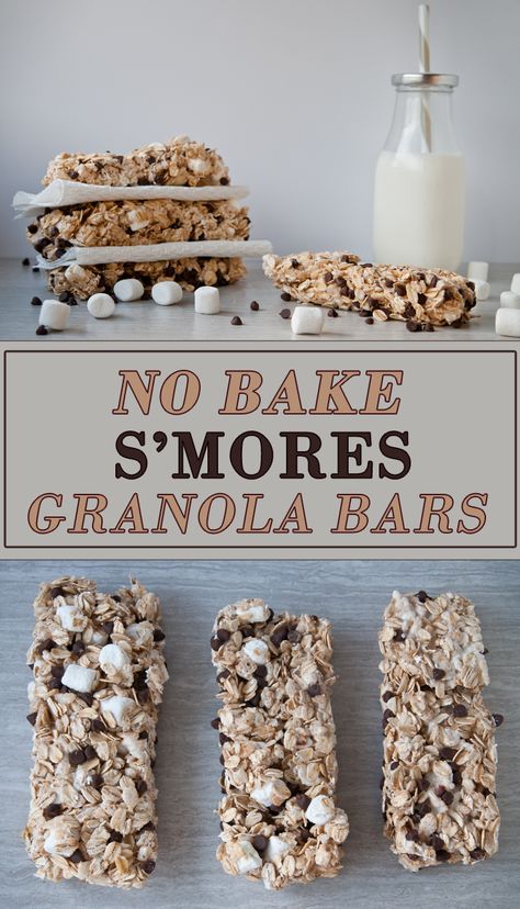 Easy Homemade School Snacks, Marshmallow Granola Bars, Smores Granola Bars Healthy, S’mores Granola Bars, Pampered Chef Snack Bar Maker Recipes, Smores Granola Bars, Snack Bar Recipes, Granola Recipe Bars, 100 Calorie