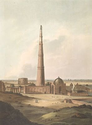 qutub minar paintings Delhi Pics, Qutb Minar, Delhi Sultanate, Old India, Historical India, Qutub Minar, Rope Bridge, Old Delhi, India Painting