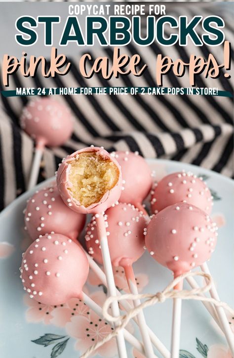 Ever since I released my ultra easy cake pop recipe (that now has over 19.7 MILLION views on social) I’ve been getting requests to make a Starbucks Birthday Cake Pop. This recipe for Starbucks cake pops is the perfect copycat and is SO easy. | Cookies for Days | Cake Pop Flavors, Starbucks Cake Pops, Cake Pop Recipe Easy, Pink Cake Pops, Easter Cake Pops, Starbucks Cake, Starbucks Birthday, Birthday Cake Pops, Cake Pops How To Make