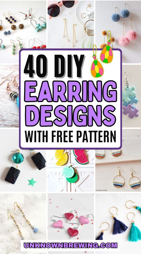 40 Creative DIY Earring Ideas for Stylish Looks How To Bead Earrings, Diy Earrings For Beginners, Diy Earrings Ideas, Holiday Earrings Diy, Diy Earring Cards, Upcycle Earrings, Free Jewelry Making Projects, Diy Earrings Tutorial, Diy Earrings Dangle