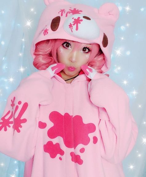 Gloomy Bear isn't so gloomy when our #KigurumiFanoftheDay @lunabunn.cos wears it so well! Thanks for the awesome pic!  Get your #SAZAC Kigurumi today at: www.kigurumi-shop.com  ^^ Gloomy Bear Makeup, Gloomy Bear Costume, Bear Makeup Look, Gloomy Bear Outfit, Gloomy Outfit, Gloomy Bear Cosplay, Gloomy Bear Earmuffs, Gloom Bear, Gloomy Bear Inspired Makeup