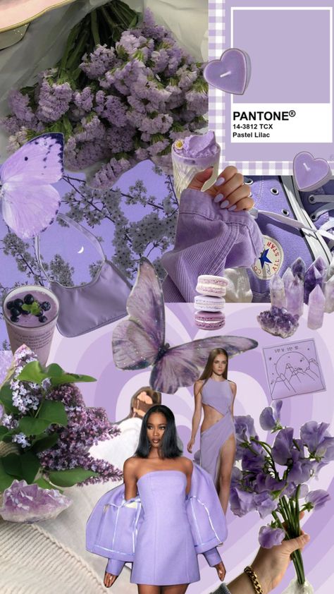 Lilac Journal Aesthetic, Lilac Fashion Aesthetic, Lilac Mood Board Aesthetic, Lavender Mood Board Aesthetic, Fashion Portfolio Theme Ideas, Fashion Moodboard Layout, Theme Board Fashion Inspiration, Lilac Mood Board, Fashion Mood Board Ideas