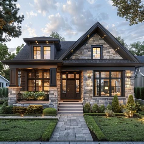 Small Farmhouse Ideas Exterior, Modern Style Home Exterior, Small Cozy Home Exterior, Types Of House Styles Exterior, Modern Vintage House Exterior, Homes Exterior Small, City House Exterior, House Inspiration Exterior, Bungalow Aesthetic