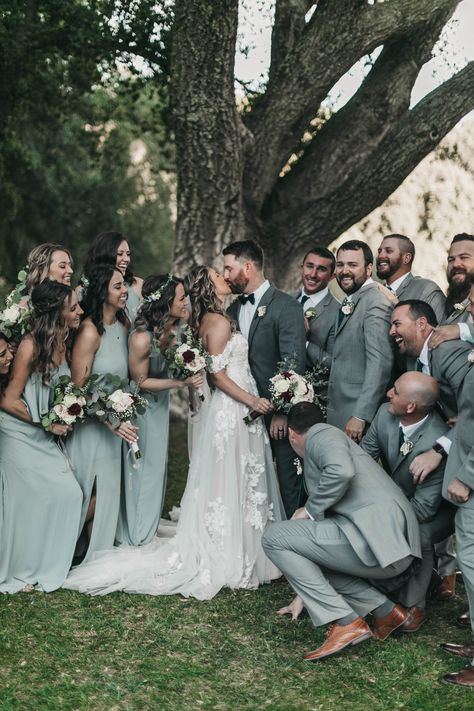 Sage Green Groom And Groomsmen, Light Gray Groomsmen Attire, Sage Green Bride And Groom, Groomsmen Attire April Wedding, Olive Green Outdoor Wedding, Best Men Outfit Wedding Groomsmen, Eucalyptus Wedding Groom Suit, Gromes Men Wedding, Groom Greenery Wedding