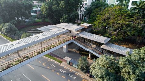 Overpass Design, Standing Seam Roof, Japanese Home Design, Walkway Design, Sky Bridge, Green Construction, Pedestrian Walkway, Civil Engineer, Shenzhen China