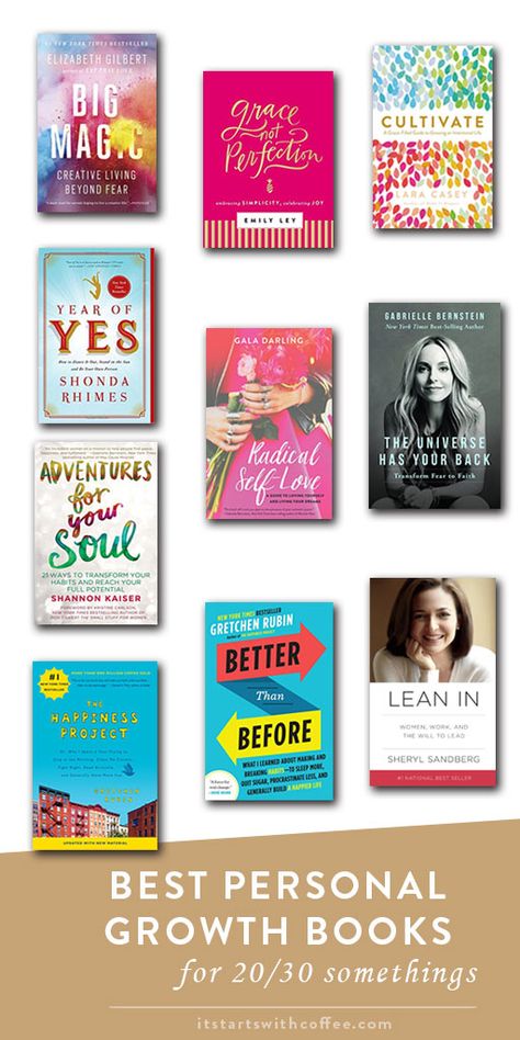 Best Personal Growth Books For 20/30 Somethings - It Starts With Coffee - A Lifestyle + Beauty Blog by Neely Moldovan Books For 30 Somethings, Personal Growth Books Women, Books For Personal Growth, Self Care Books For Women, Wellness Books, Growth Books, Book And Coffee, غلاف الكتاب, 30 Something