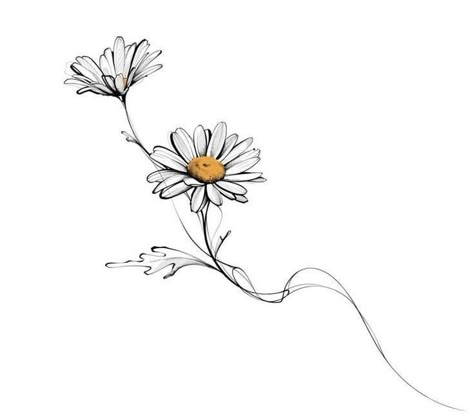 Tattoo ideas Mother Daughter Daisy Tattoo, Flower Text Tattoo, Daisy Tattoo Designs, Daisy Drawing, Daisy Flower Tattoos, Wildflower Tattoo, Daisy Tattoo, Tasteful Tattoos, Spine Tattoos