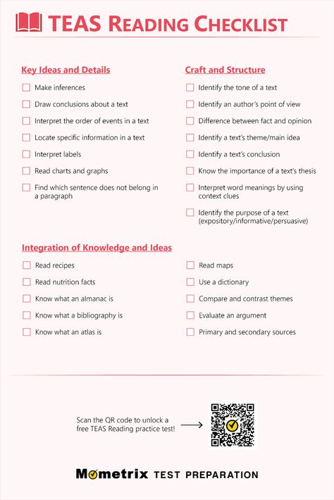 Printable TEAS Test Checklists Teas Exam Study Guides Nursing Students, Teas Exam Study Guides, Phlebotomy Student, Exam Checklist, Teas Test Prep, Teas Exam, Reading Checklist, Teas 7, Nursing School Studying Cheat Sheets