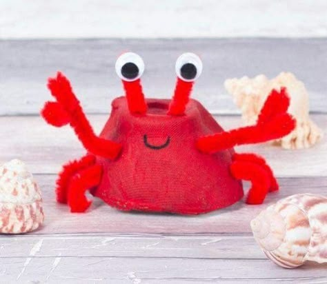 Egg Carton Art, Summer Crafts For Toddlers, Crab Crafts, Egg Carton Crafts, Toddler Arts And Crafts, Ocean Crafts, Daycare Crafts, Crafty Kids, Toddler Art