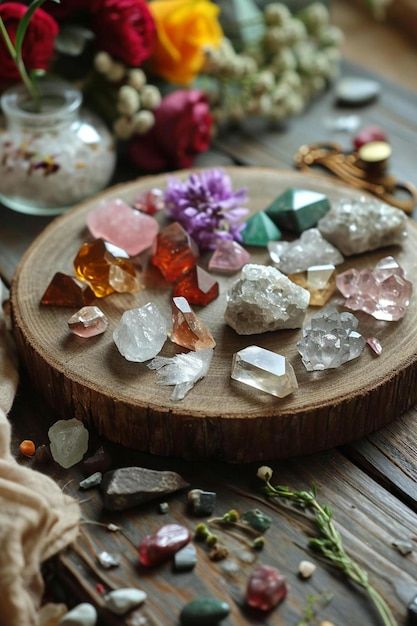 Photo a bunch of crystals sitting on top... | Premium Photo #Freepik #photo Crystal Photography Photo Ideas, Aesthetic Crystals Pictures, Crystal Product Photography, Crystals Product Photography, Jewel Photoshoot, Crystal Collection Aesthetic, Crystal Photos, Crystals Aesthetic, Crystal Party