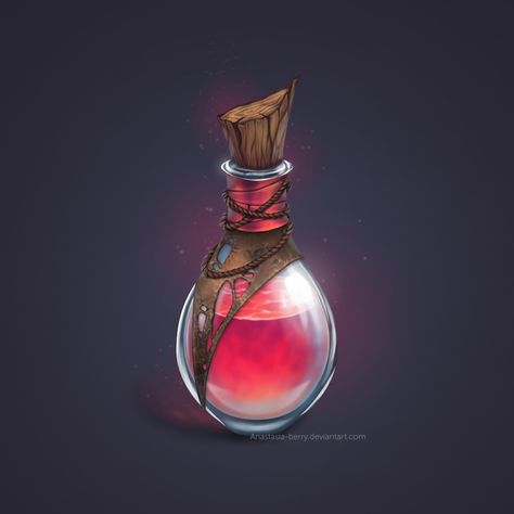 Potion Vial Drawing, Fantasy Healing Potion, Potions Fantasy Art, Potion Art Drawing, Potion Of Healing Dnd, Health Potion Art, Magic Potion Art, Healing Potion Art, Fantasy Potion Art