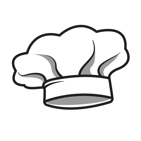 Chef Images Cartoon, Cartoon Chef Drawing, Chef Hat Logo Design, Chef Cap Drawing, Chef Cap Logo, Chef Hat Printable, Chef Illustration Drawing, Chef Hat Illustration, Chef Hat Drawing