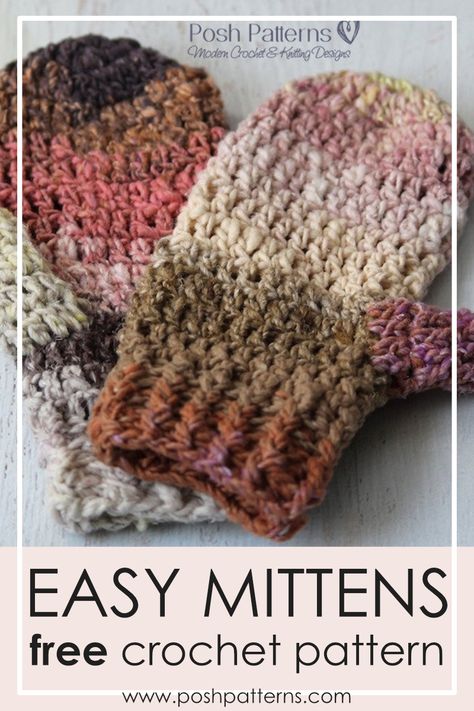 Crochet Ladies Mittens Free Pattern, Fingerless Crochet Mittens, Lined Crochet Mittens, Crochet Easy Mittens, Crochet Mittens With Flap, Crocheted Mittens Free Pattern, Diy Crochet Mittens, Mitten Pattern Crochet, Easy Crochet Mittens For Beginners Free Pattern