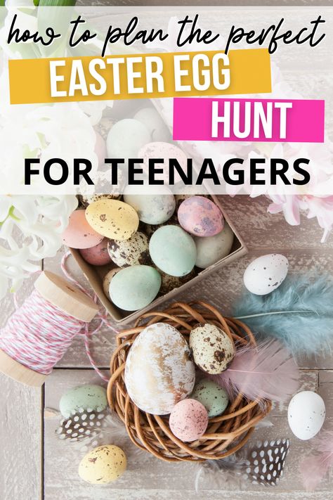 Discover some fun and entertaining Easter Egg Hunt ideas for teens and older kids. One of the top Easter activity for kids is a egg hunt, if your kids are older and you are looking for some Easter Egg Hunt ideas appropriate for teens and older kids, check out our list of the tip Easter Egg Hunts so everyone can have a blast Fun Easter Activities For Older Kids, Teen Egg Scavenger Hunt, Teen Easter Hunt Clues, Easter Craft For Older Kids, Easter Egg Scavenger Hunt For Older Kids, Teen Easter Egg Scavenger Hunt, Easter Egg Games For Teens, Easter Party Ideas For Teens, Egg Hunting Ideas