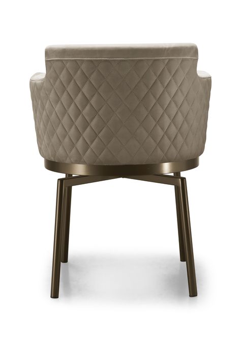 Crafted with a state-of-the-art approach, the Ely swivel dining chair seamlessly merges elegance and design prowess. The bold and sharp silhouette features a dignified backrest and armrests, enveloping you in luxury. The seat's bottom radiates luminosity with a prominent metal perimeter, adding a touch of regal style. For added grandeur, opt for the version with a diamond-quilted back. Plush upholstery and a sturdy, encompassing backrest ensure a soft and supportive dining experience beyond comp Regal Style, Photoshop Png, Classic Dining Chair, Luxury Dining Chair, Swivel Dining Chairs, Upholstered Armchair, Metal Dining Chairs, Chrome Metal, Contemporary Classic