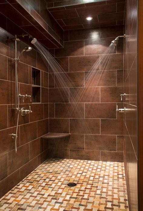 65+ Bathroom Tile Ideas | Art and Design Brown Tile Bathroom, Makeover Kamar Mandi, Brown Tile, Transitional Bathroom, Brown Bathroom, Bathroom Shower Tile, Small Bathrooms, Trendy Bathroom, Bathroom Floor Tiles