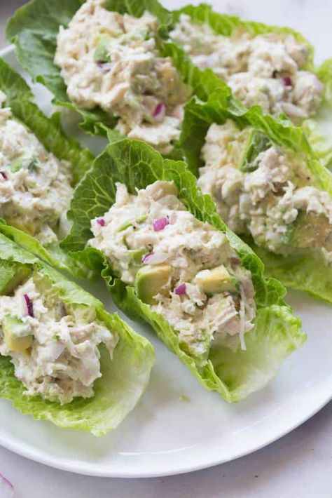 Avocado Chicken Salad Lettuce Wraps - Tastes Better From Scratch Chicken Salad Lettuce Wraps, Avocado Chicken Salad Wrap, Chicken Salad Lettuce, Salat Wraps, Salad Lettuce, Chicken Salad Wrap, Tastes Better From Scratch, Avocado Chicken, Lettuce Wrap Recipes