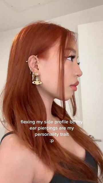 JASMINE LE on Instagram: "i got new rook jewelry after i filmed this!! ik it looked so wonky in this video lolol * #earpiercing #earpiercings #earpiercingideas #goldjewelry #earringinspo #viviennewestwood" How To Style Piercings, Many Ear Piercings Aesthetic, Pinterest Ears, Ear Percinings Ideas, Piercings To Get, Ear Percinings, Ear Piercing Ideas Aesthetic, Ear Piercing Inspiration, Piercing Styles