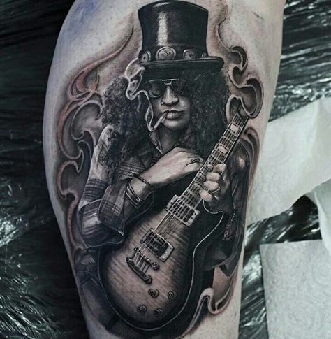 Lynyrd Skynyrd Tattoo, Slash Tattoo, Axl Rose Tattoo, Pinterest Tattoo Ideas, Music Tattoo Sleeves, Rock Tattoo, Guitar Tattoo, Biomechanical Tattoo, Music Tattoo