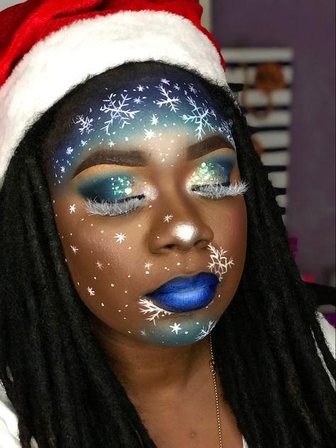 By makeup byneka divine glow Winter Wonderland Eye Makeup, Christmas Fantasy Makeup, Winter Fantasy Makeup, Grunge Christmas Makeup, Snowflake Makeup Looks, Santa Claus Makeup, Grinch Makeup Looks, Creative Christmas Makeup Ideas, Xmas Makeup Looks