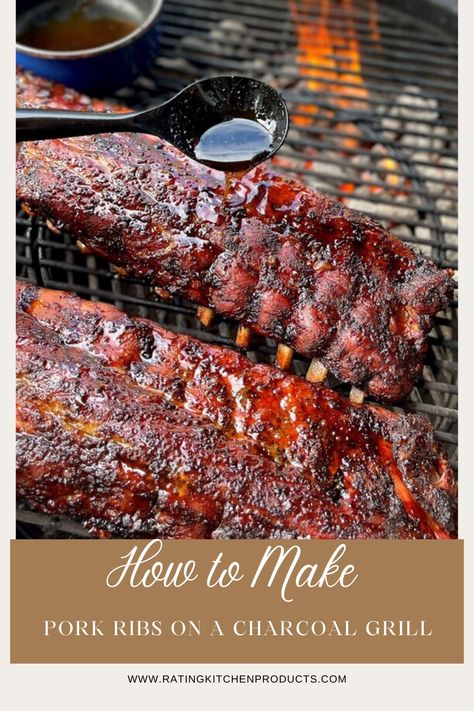 Bbq Pork Ribs On The Grill, Pork Ribs On The Grill, Pork Spare Ribs Grilled, Charcoal Grill Ribs, Grilled Bbq Ribs, Ribs On Charcoal Grill, Grilled Pork Ribs Charcoal, Grilled Bbq Ribs On Charcoal Grill, Grilling Spare Ribs On Gas Grill